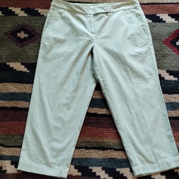 Tommy Bahama NEW Cotton Stretch Pastel Green Pocketed  Cropped Capri Pants 10 - Picture 5 of 12